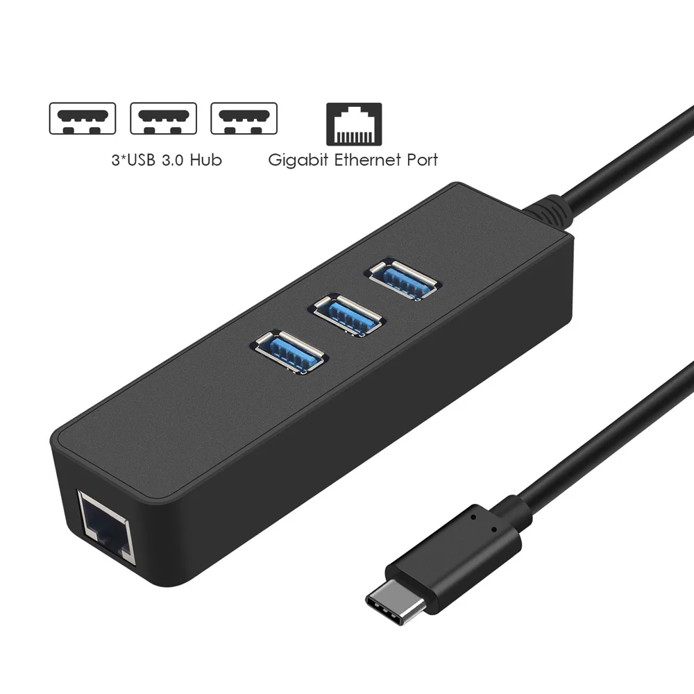 Концентратор USB Type C с гигабитным Ethernet адаптером для Macbook Pro 2016 2017 Dell XPS 13/15 Lenovo Yoga 910
