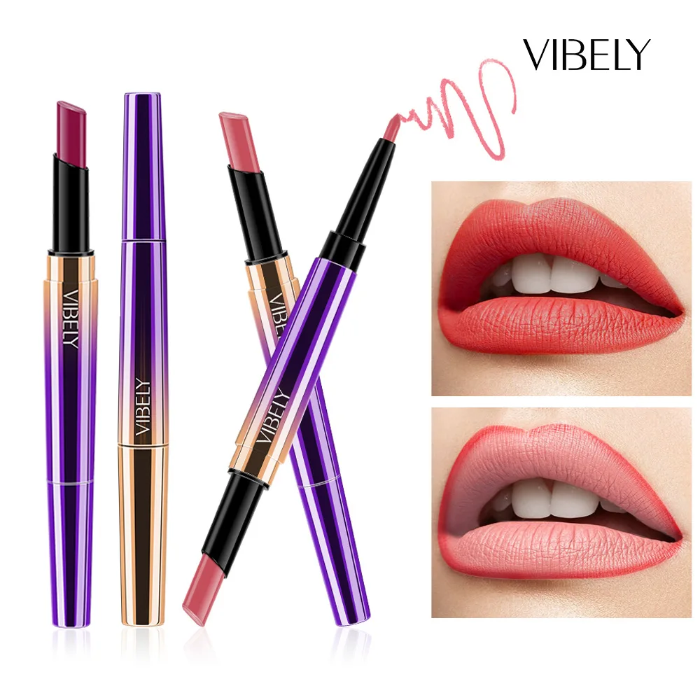 

18 Colors Double-end Matte Lipstick Pencil Lip Makeup Waterproof Long Lasting Sexy Red Lip Tint Beauty Lip liner Pen Lipstick