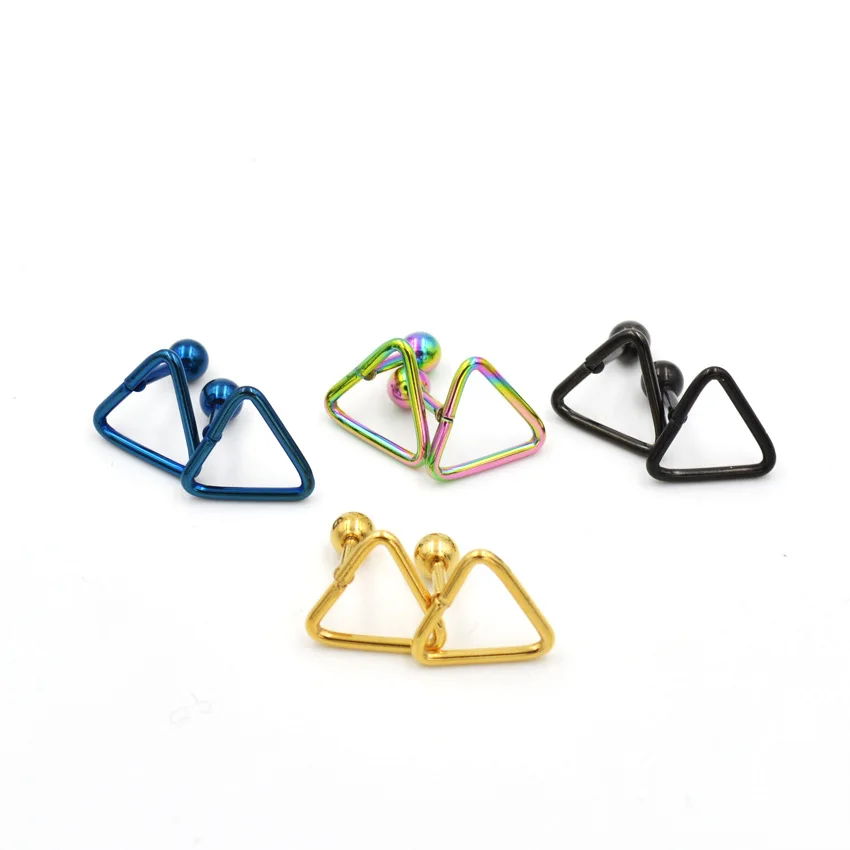 

2017 Stainless Steel Fake Triangle Earring Ball Eyebrow Rings Piercings Tragus Nose Nipple Bar Lips Body Jewelry For Women Men