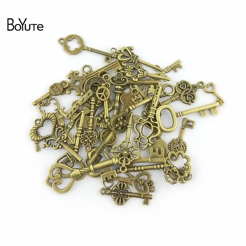 BoYuTe Mix 40 Styles Diy Vintage Jewelry Accessories Factory Wholesale Metal Alloy Key Pendant Charms (1)
