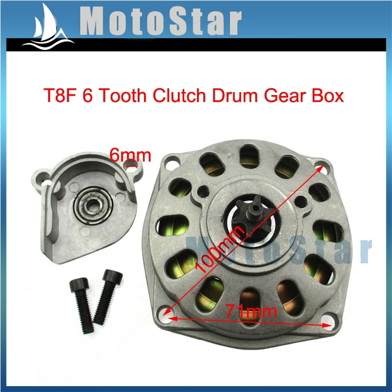 

T8F 6 Tooth Clutch Drum Gear Box With Cover For 2 Stroke 47cc 49cc Engine Pocket Bike Mini Moto Dirt ATV Quad 4 Wheeler