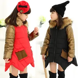 Детское пальто для девочек Платья для женщин Детская зимняя куртка хлопковая утепленная Длинная Верхняя одежда для девочек
