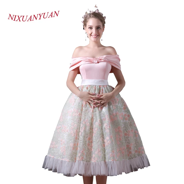 Strapless Tea Length Lace Party Dress