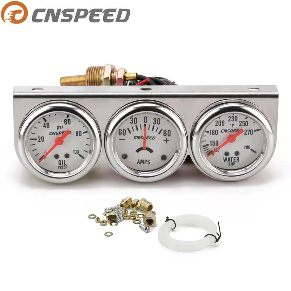 CNSPEED Auto Car Oil Pressure Water Temp Amp Meter Gauge With Sensor
