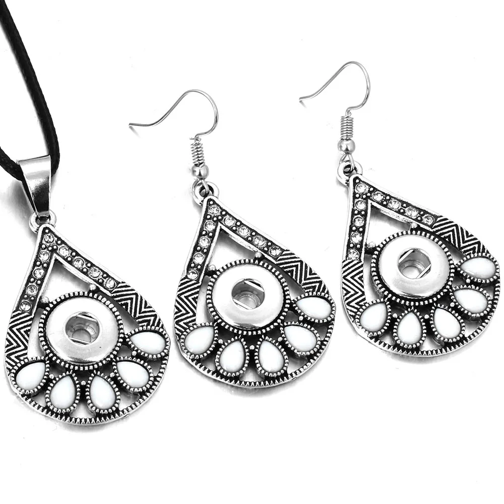 

New Vintage Snap Button Jewelry Set Mini 12mm Snap Button Necklace & 12mm Snap Earrings for Women Valentine's Day Gift