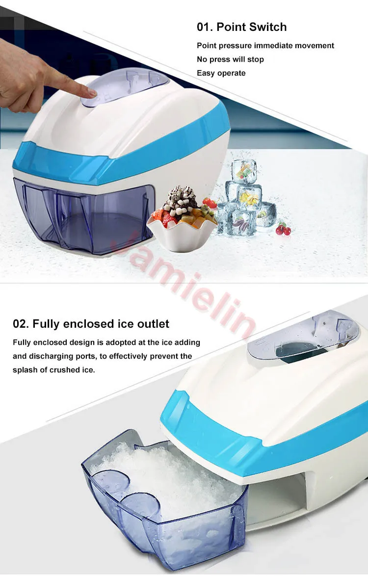 Jamielin Household Electric Commercial Milk Tea Shop Small Ice Crusher Mian Ice Machine Ice maker Freezer