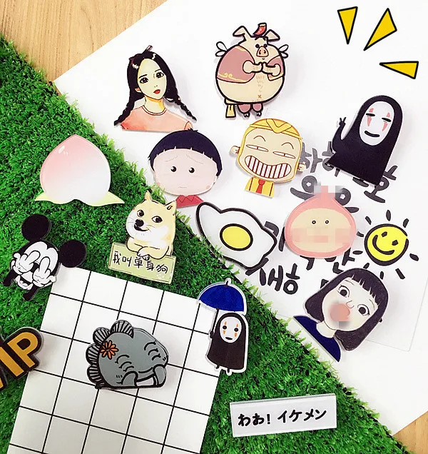 Южная Корея ulzzang милый мультфильм акриловый значок значки девушка сердце