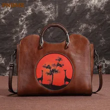 PNDME fashion vintage handmade embossed large capacity genuine leather cowhide ladies handbag women's shoulder messenger bags PNDME fashion vintage handmade embossed large capacity genuine leather cowhide ladies handbag women's shoulder messenger bags