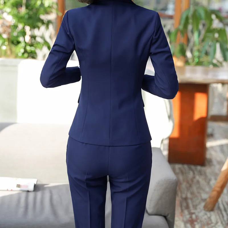 New Fashion two piece set women pant suits for office ladies long sleeve slim blazer and pants