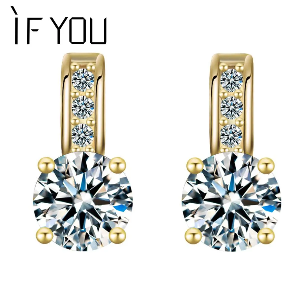 

IF YOU Gold Color Silver Color Crystal Earring Brincos Stud Earring Rhinestone ohrringe aretes Pendiente Earrings For Women Gift