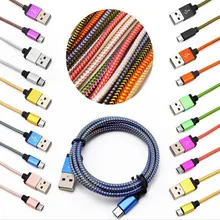 1 m 2 m 6FT 100 шт./лот микро V8 Алюминий сплав usb-кабель для передачи данных(синхронизации) и зарядки устройств Ткань Плетеный зарядный кабель для samsung s7 s6 s4