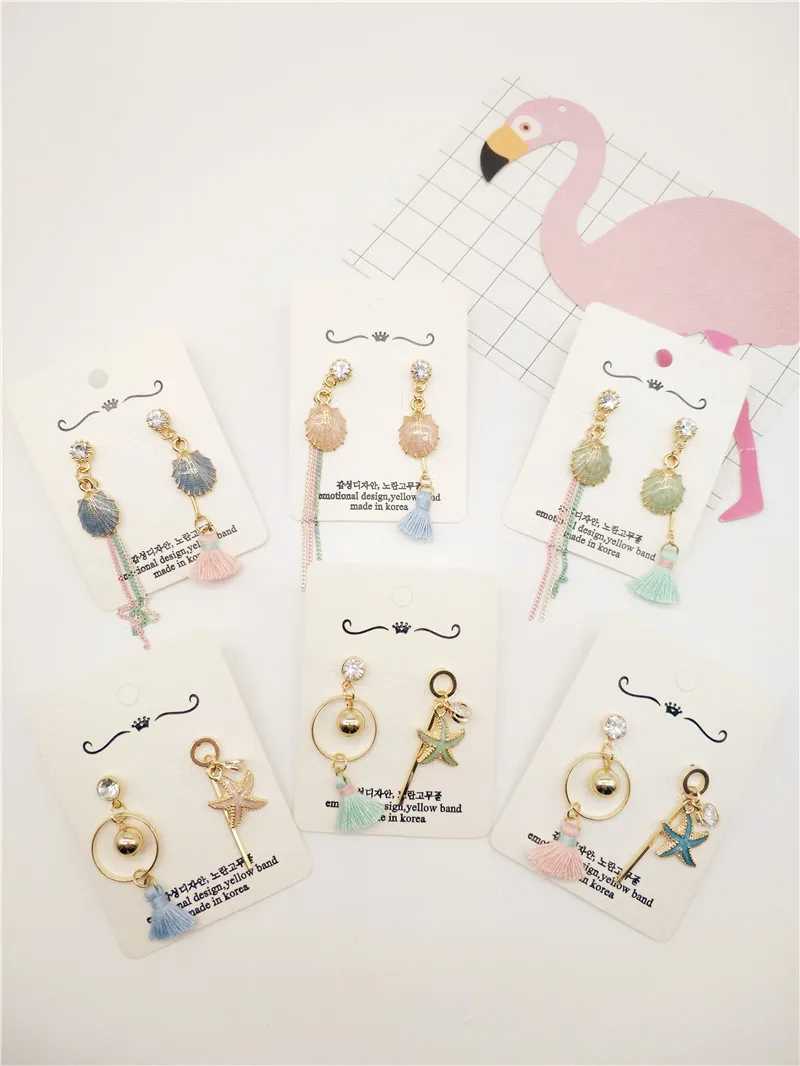 

Korea Handmade Acrylic Shell Starfish Tassel Women Drop Earrings Bangle Earring Fashion Jewelry Accessories-JQDPER074D5