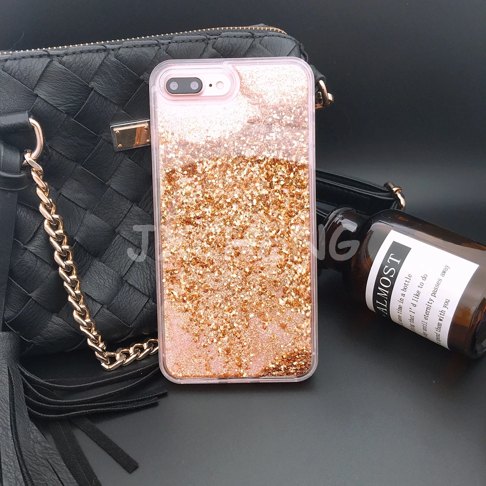Funda de lujo para teléfono de agua líquida 8 7 para iPhone 7 Plus Sparkle Quicksand Glitter Star Clear TPU funda para iPhone X 6 S 6 Plus