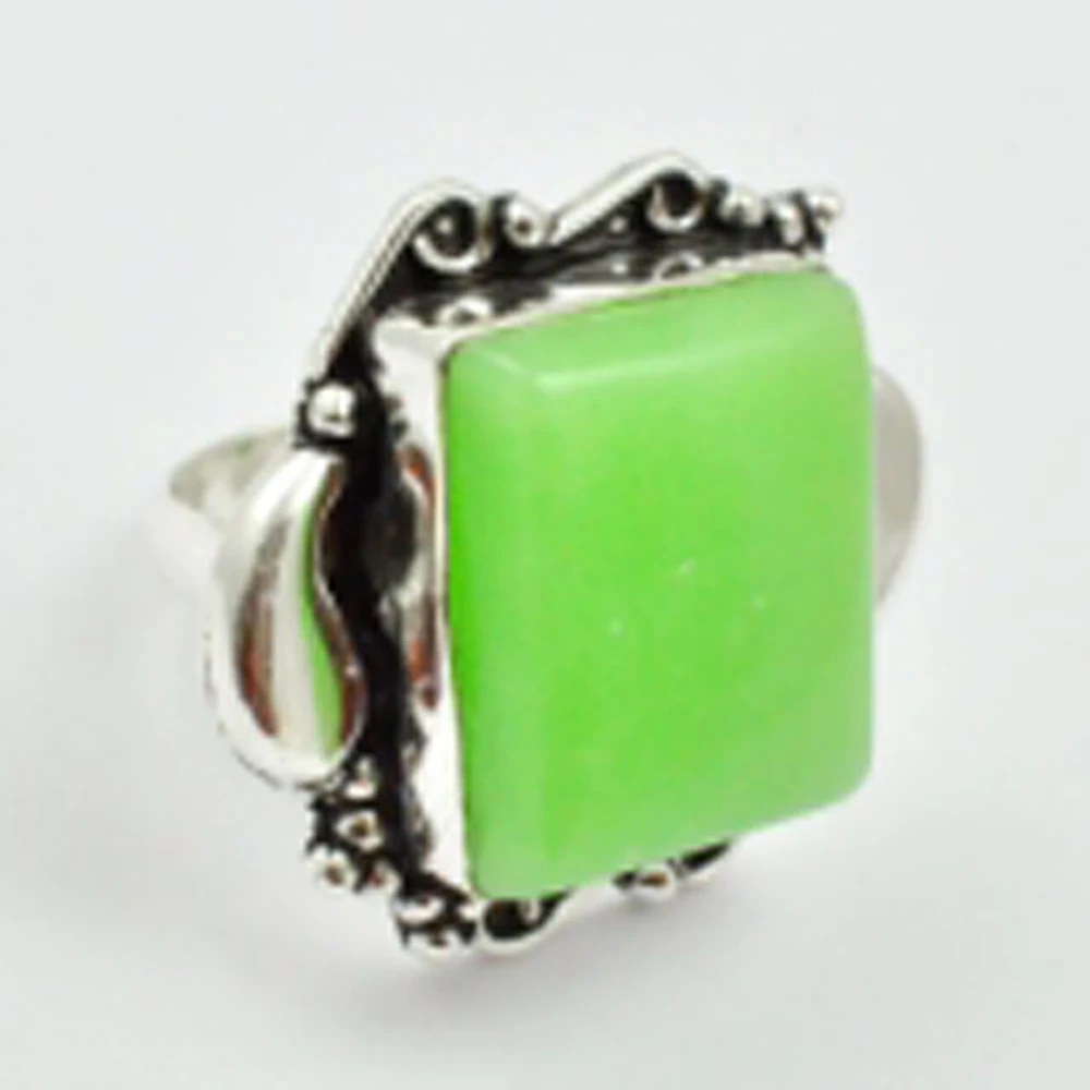 

Chrysoprase Ring Silver Overlay over Copper, USA Size 6.5 , R3170
