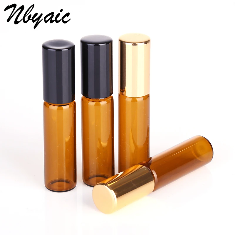 Pаспродажа 1 мл 2 мл 3 мл 5 мл 10 мл янтарь крен на ролик бутылка для эфирного Масла многоразового флакон духов контейнеры для дезодорантов с Золотая крышк...