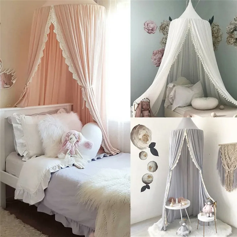 UK Canopy Bedcover Kids Baby Bed Mosquito Net Curtain Bedding Dome Tent Cotton 