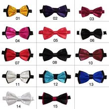 Модный мужской однотонный цветной галстук-бабочка полиэстер предварительно завязанный Галстук Свадебная вечеринка деловой ГАЛСТУК 15 цветной галстук-бабочка