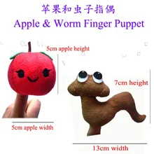 2 шт/лот история мультфильм детская песня яблоко и червячный палец кукла, пальчиковая игрушка, детские куклы, детские игрушки, кукла животных