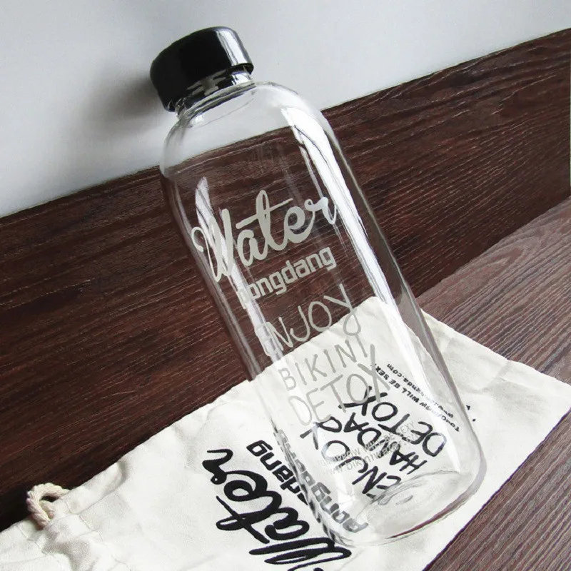1Л популярная Модная креативная бутылка для воды большая емкость портативная чашка для воды с мешком Герметичная Бутылка для напитков BPA бесплатно