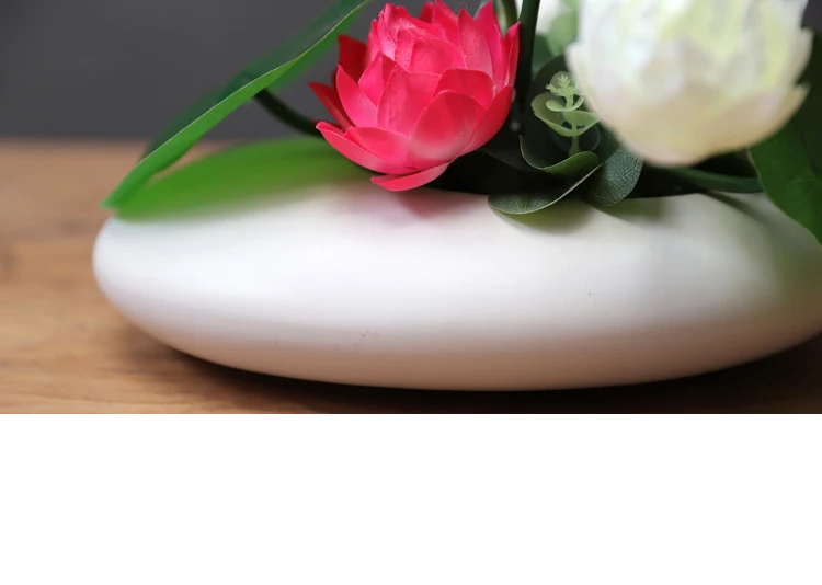 Новая керамическая ваза в китайском стиле+ имитация цветка лотоса Цветочные украшения современный отель домашний поддельный цветочный горшок статуэтки украшения
