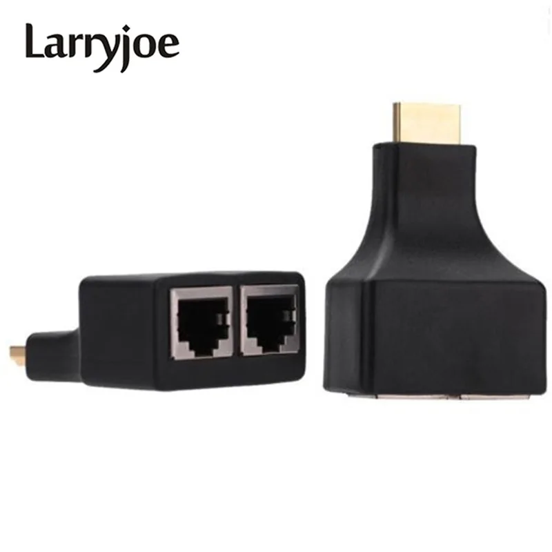 Larryjoe Новый 2 шт./компл. HDMI к двойным портам RJ45 сетевой кабель удлинитель по Cat5e/Cat6