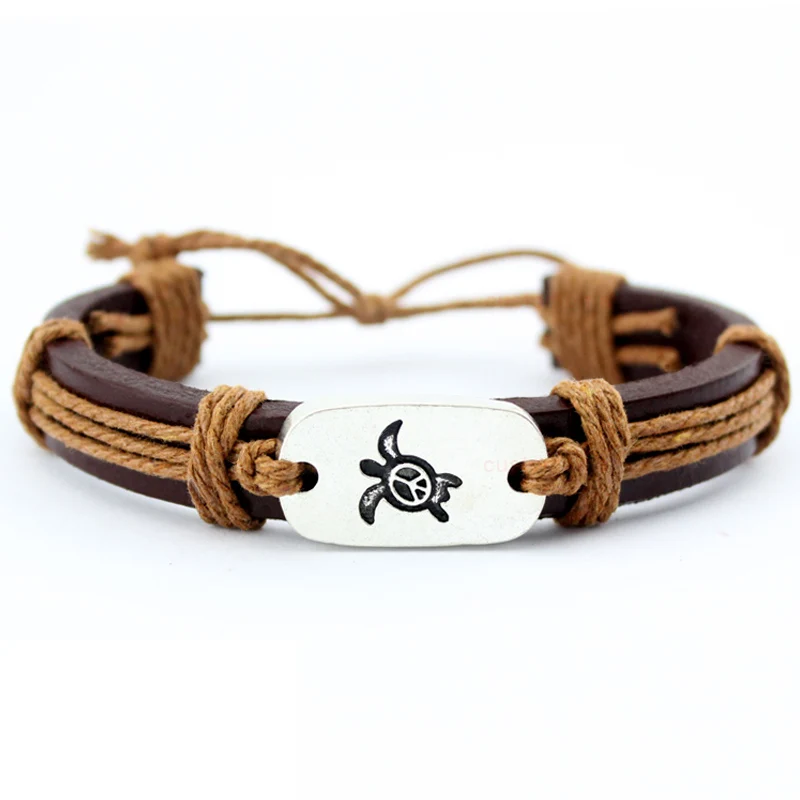 

Turtle Tortoise Paw Fish Bone Scissors Shears Skull Eiffel Tower Arrow Animal Charm Leather Bracelets Women Men Jewelry Gift