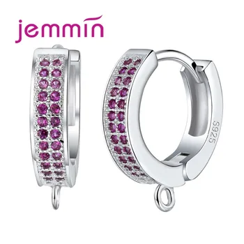 

New Fashion 925 Sterling Silver Hoop Earrings For Women Fine Quality Wedding Jewelry Rose Red Shiny Crystal DIY Jewelry