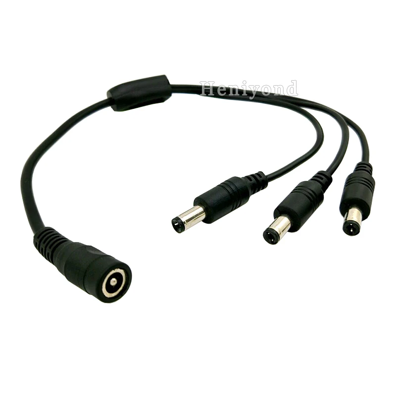 2pcs DC Power Plug 5.5mmx2.1mm 1 Female to 3 Male Splitter Adapter Connector Cable For CCTV Camera LED Strip Light free shipping