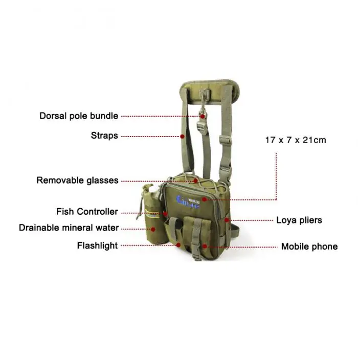 Водонепроницаемый рыболовный снасти Сумка Приманка наплечный ремень многофункциональные карманы для хранения FH99