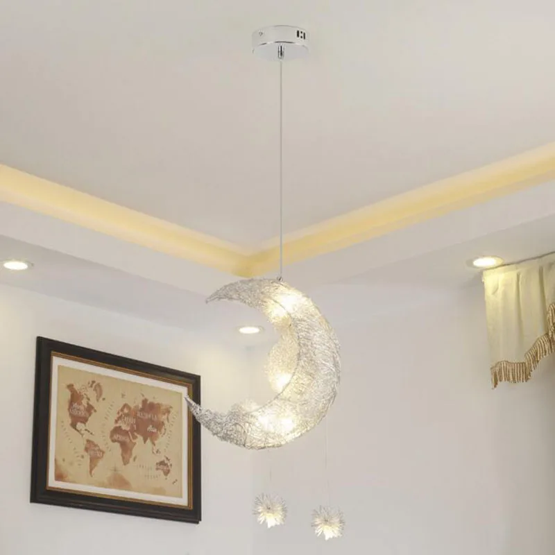 

Star Moon Child Room Lamps Creative Personality Chandelier Restaurant Bedroom Warm Lighting led lighting fixture led lamp led