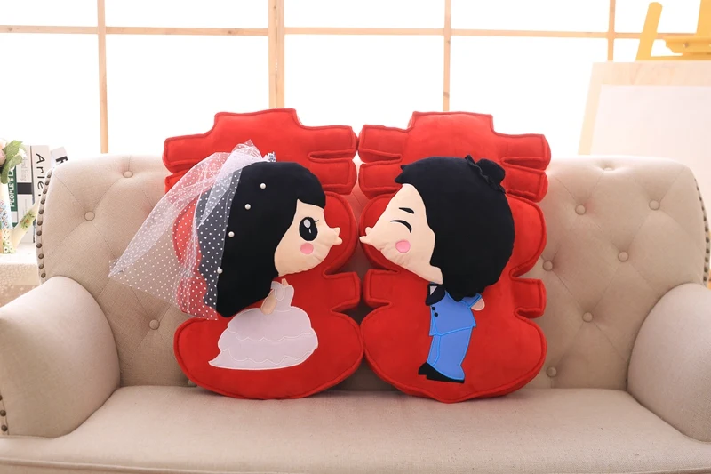 

60CM*78CM 1 Pair Wedding Doll Fashion Elegant Bride and Groom Kiss Wedding Gift Pillow Doll Best Gift H-10