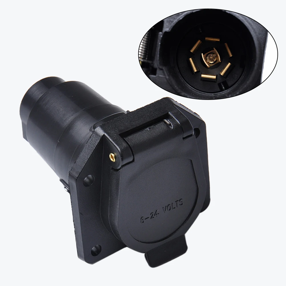 

Durable 12V 7 Pin Round Trailer Plug 7 Way Blade Socket Adapter Wiring Connector for American Cars