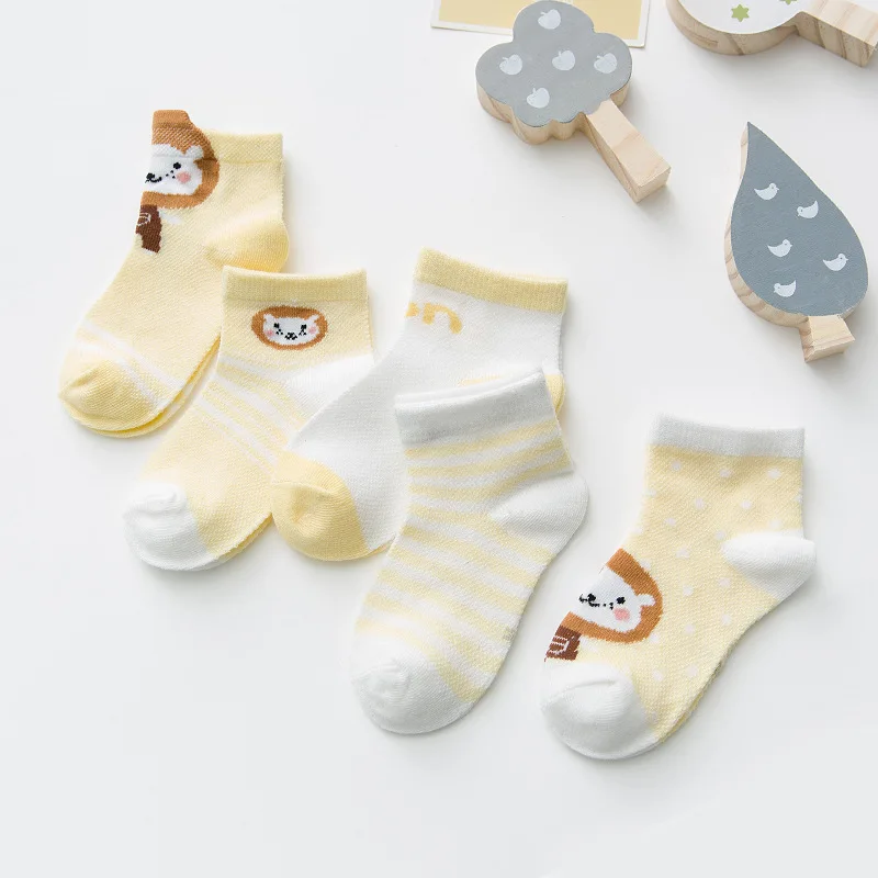 5 пар/лот, От 2 до 9 лет, детские носки, летние сетчатые тонкие носки для маленьких девочек, хлопковые носки для новорожденных мальчиков, одежда для малышей, аксессуары - Цвет: 3