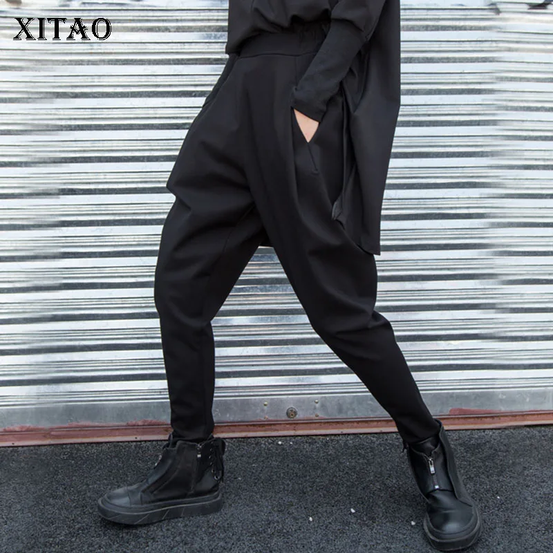 

[XITAO] New Arrival Women 2018 Autumn Fashion Loose Harem Pants Female Elastic Waisted Solid Color Full Length Pants LYH1200