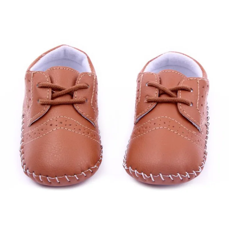 White Color Baby PU Leather Crib Shoes Kids Soft Sole Toddler Shoes 0 12Months