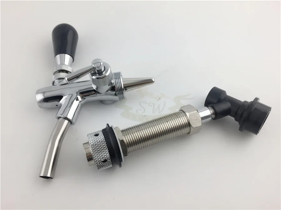 Adjustable Kegerator Draft Shank Tap chrome Brass Beer Faucet with Long Shank for Keg Tap Quick Disconnect (1)