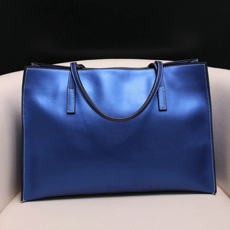 Women's new fashion European and American leather handbag Explosive large-capacity leather multi-color shoulder bag