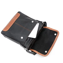 Leather Mens vertical internal interval Messenger Shoulder soft bag flip School South Korea business documents free shipping