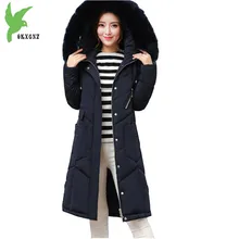 Boutique Women Winter Down Cotton Long Coat New Fashion Hooded Fur Collar Casual Costume Plus Size Thick Slim Jacket OKXGNZ A920