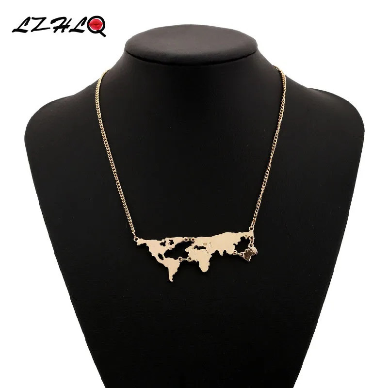 

LZHLQ 4 Colors Globe World Map Pendants Necklaces Personality Teacher Student Smart Gifts Parent and Child Necessity Necklace