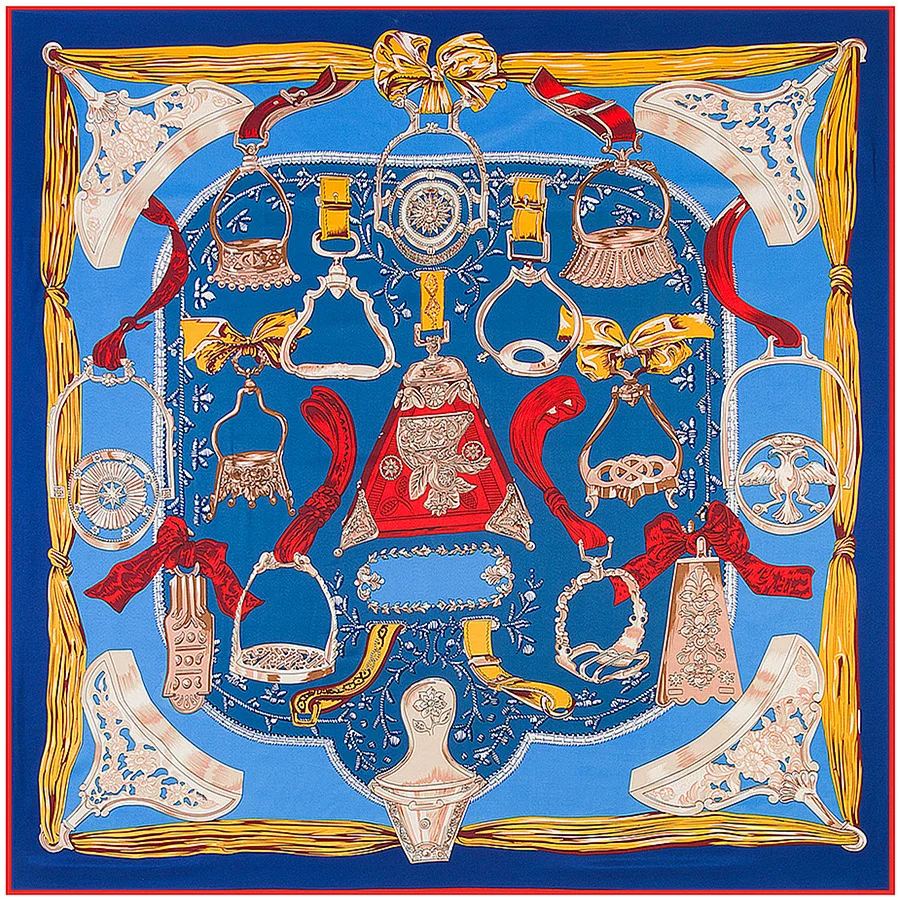

Women Scarf Luxury Brand Saddle Print Twill Silk Scarf For Ladies Headband Foulard Square Headband Female Head Scarves Wraps