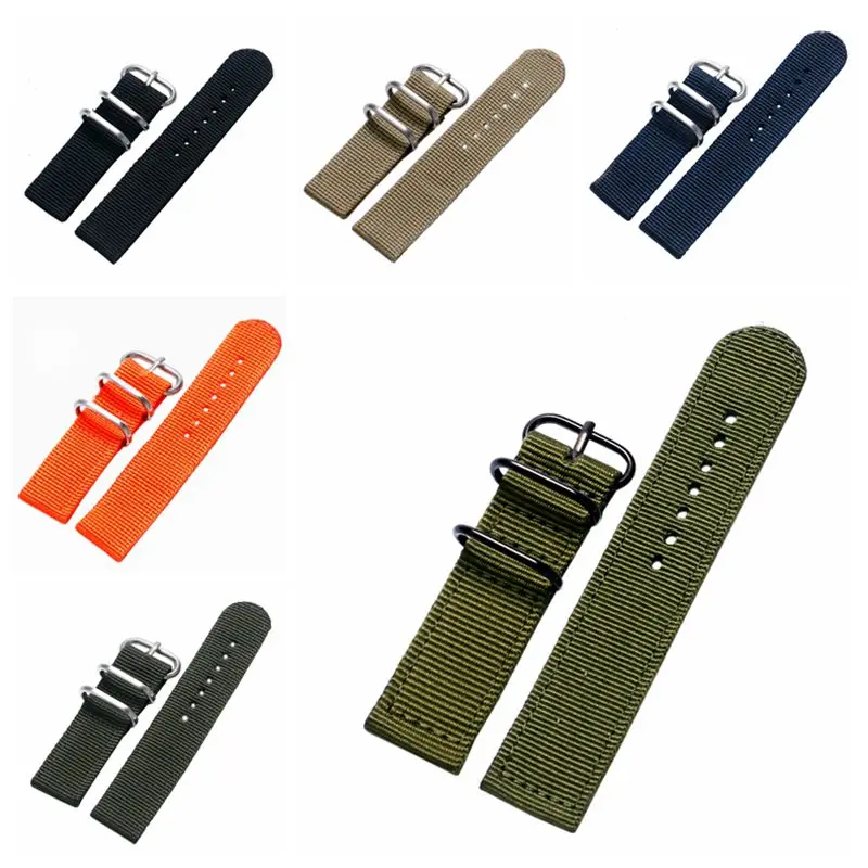 

Durable Canvas Fabric Strap Steel Buckle Wrist Watch Band 20mm/22mm Pin Buckle Durable Replacement Watchband Nato Strap Colorful