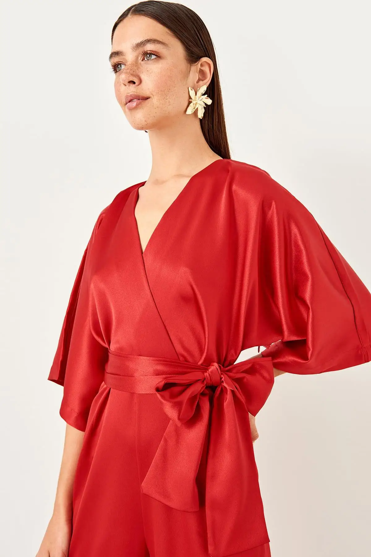 Trendyol красный комбинезон с поясом TPRSS19YL0038| |