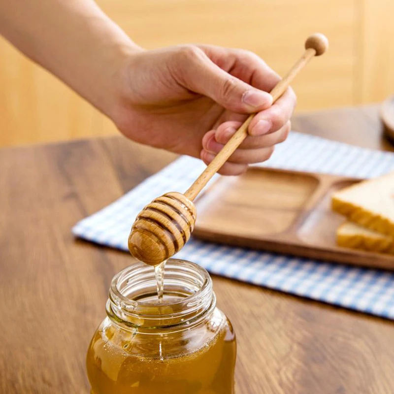 

1Pc Wooden Honey Spoon Long Handled Wood Honey Dippers Stick Coffee Tea Stirrer Mixing Spoon Bar Accessories Kitchen Gadgets