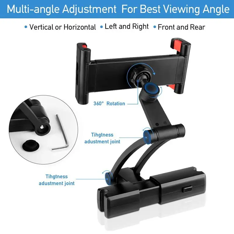 Car Headrest Tablet Mount Universal Backseat Tablet HolderCompatible with iPad Pro/Air/MiniKindle F