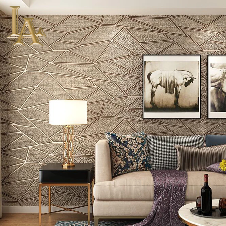 جودة عالية سميكة توافد الحديثة الهندسة 3d للجدران لفات ورق الحائط ديكور المنزل ل غرفة المعيشة أريكة التلفزيون خلفية