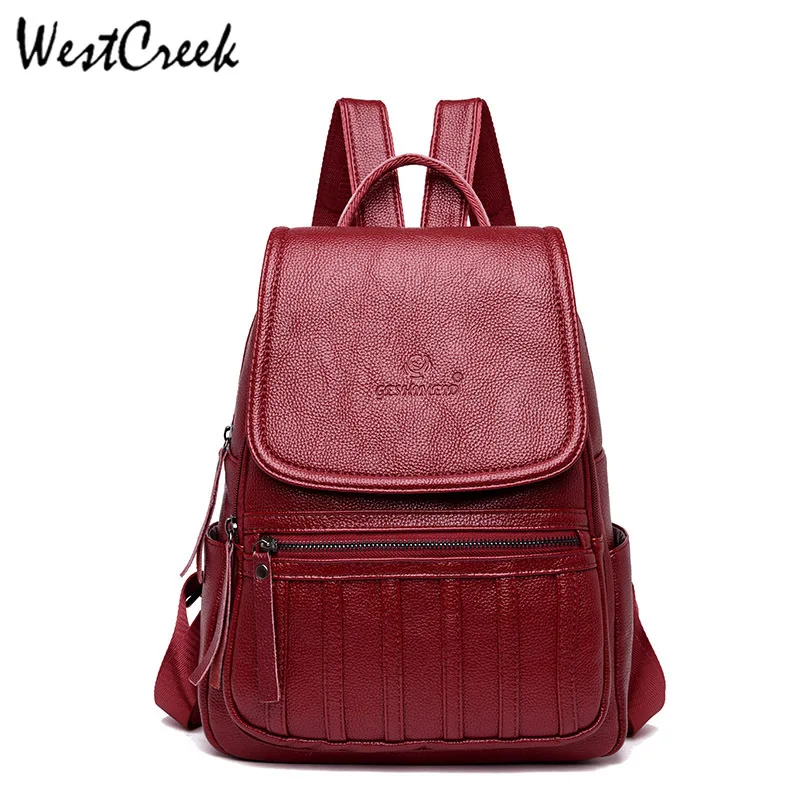 

WESTCREEK Brand Anti-theft PU Leather High Quality Backpack Women College Bag for Girls Laptop Travel Bag Female Daily Backpack