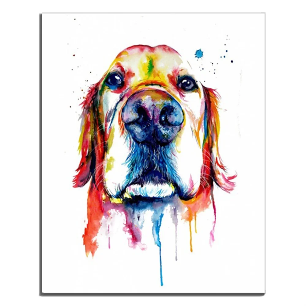 

Water Color Dog Animal Abstract Canvas Wall Art For Home Office Decor Indoor Living Room Bedroom Decoration No Frame