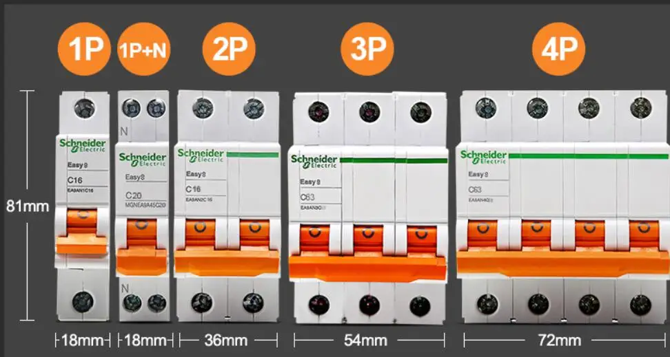 Schneider цепи автоматический воздушный выключатель EASY9 C20 1P+ N C40 Американская классификация проводов 2р 3P C25 4P 6A 10A 16A 20A 25A 32A 40A 50A 63A
