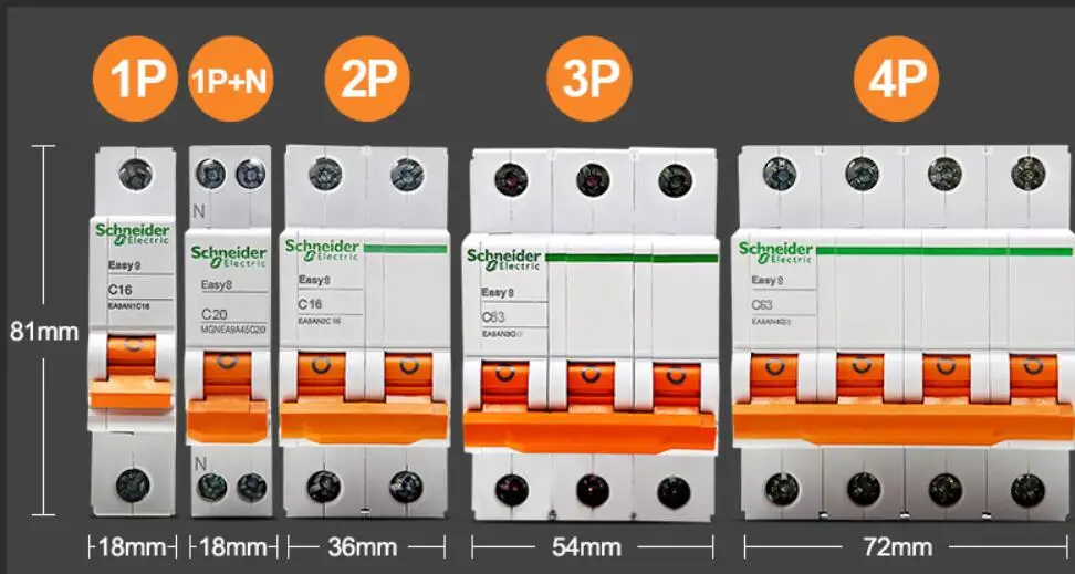 Schneider Circuit автоматический воздушный выключатель EASY9 C20 1P + N C40 2P 3P C25 4P 6A 10A 16A 20A 25A 32A 40A